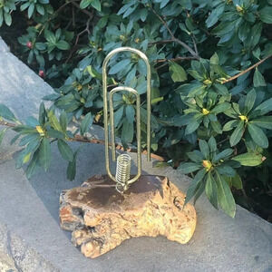Vintage Mid Century Burl Wood Letter and Pen Holder